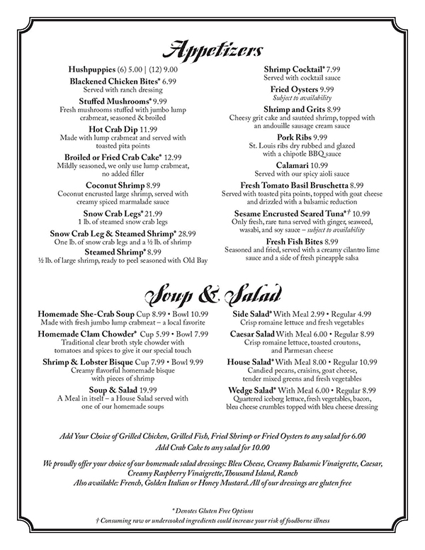 Menu & Specials | Tale of the Whale Restaurant