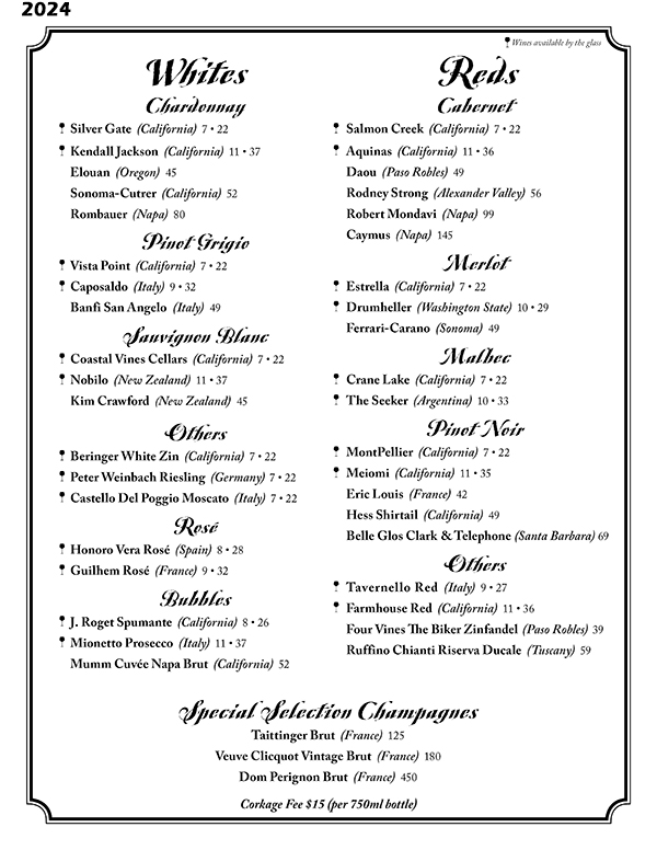 Tale of the Whale Restaurant - Outer Banks NC - 2024 Menu Page 10