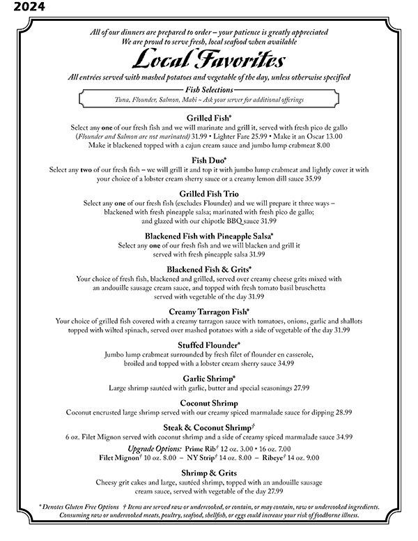 Tale of the Whale Restaurant - Outer Banks NC - 2024 Menu Page 6