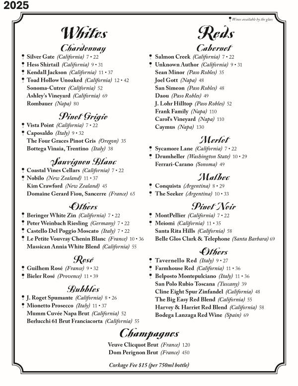 Tale of the Whale Restaurant - Outer Banks NC - 2025 Menu Page 10