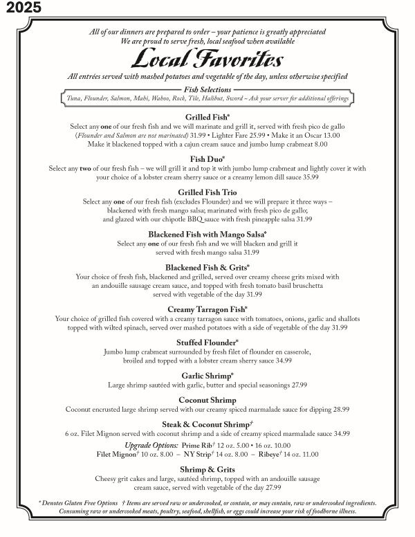 Tale of the Whale Restaurant - Outer Banks NC - 2025 Menu Page 6