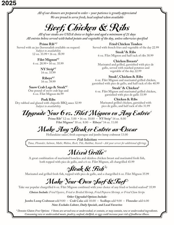 Tale of the Whale Restaurant - Outer Banks NC - 2025 Menu Page 8